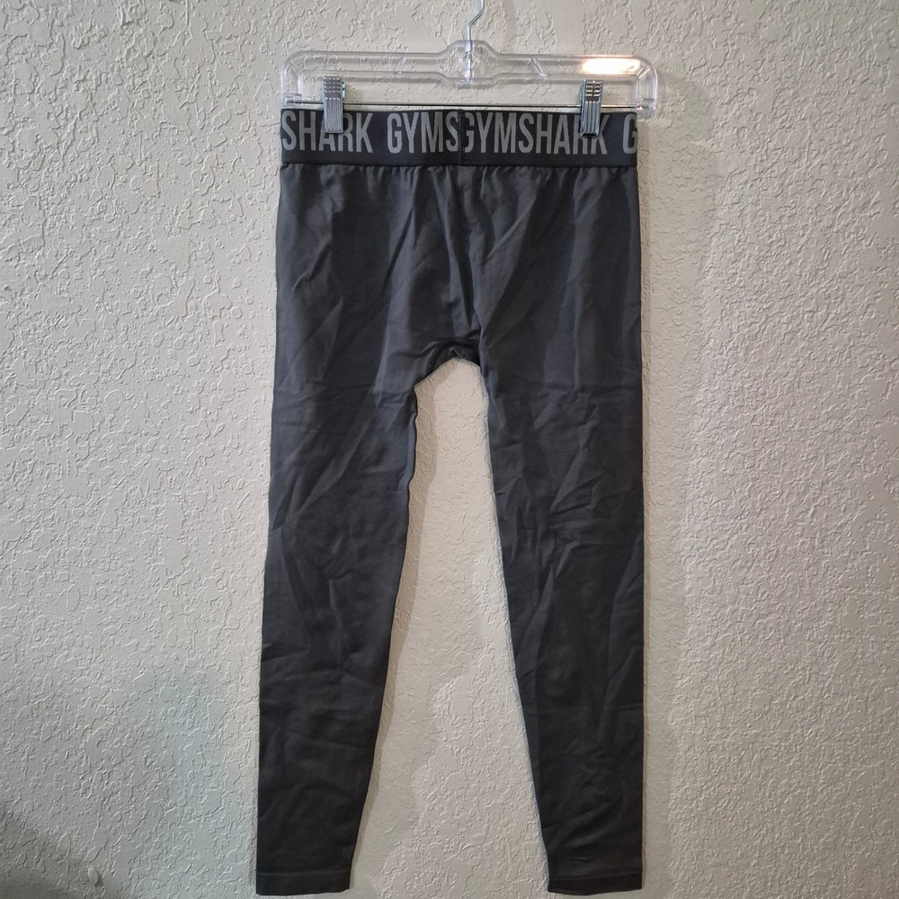 Gymshark Flex Seamless High Waisted Leggings M Charcoal Gray Logo Activewear - Picture 7 of 8